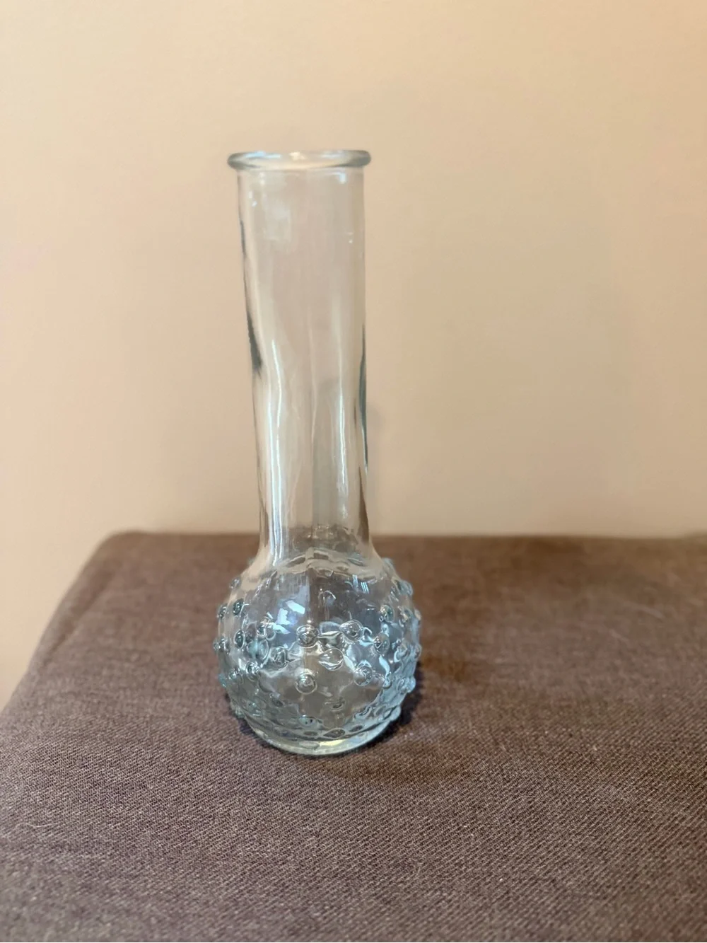Clear Glass Bud Vase with Textured Base